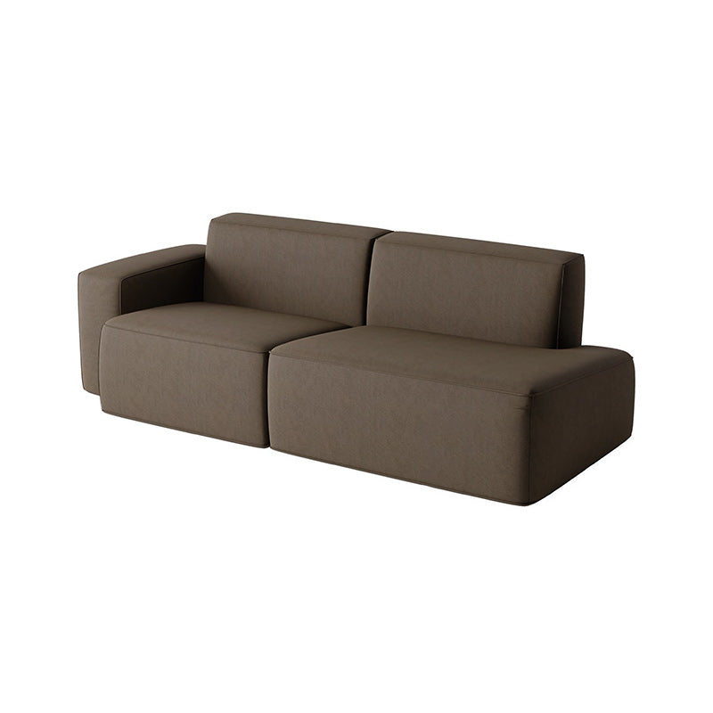 Contemporary Stationary Faux Leather Living Room Square Arm Sofa