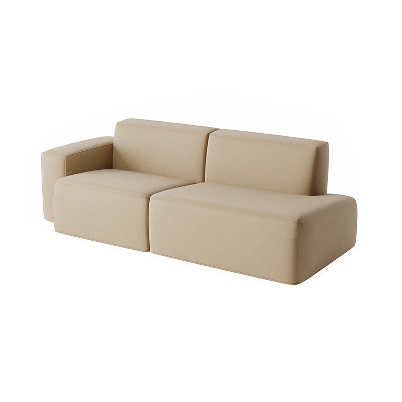 Contemporary Stationary Faux Leather Living Room Square Arm Sofa