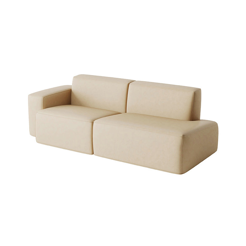 Contemporary Stationary Faux Leather Living Room Square Arm Sofa