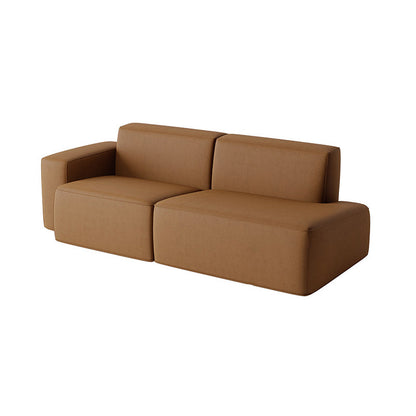Contemporary Stationary Faux Leather Living Room Square Arm Sofa