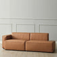 Contemporary Stationary Faux Leather Living Room Square Arm Sofa