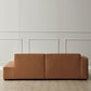 Contemporary Stationary Faux Leather Living Room Square Arm Sofa