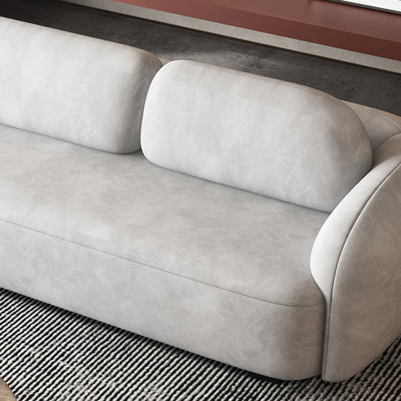 Zeitgenössisches 2/3-Sitzer-Sofa in grauem Kunstleder-Rundarmofa