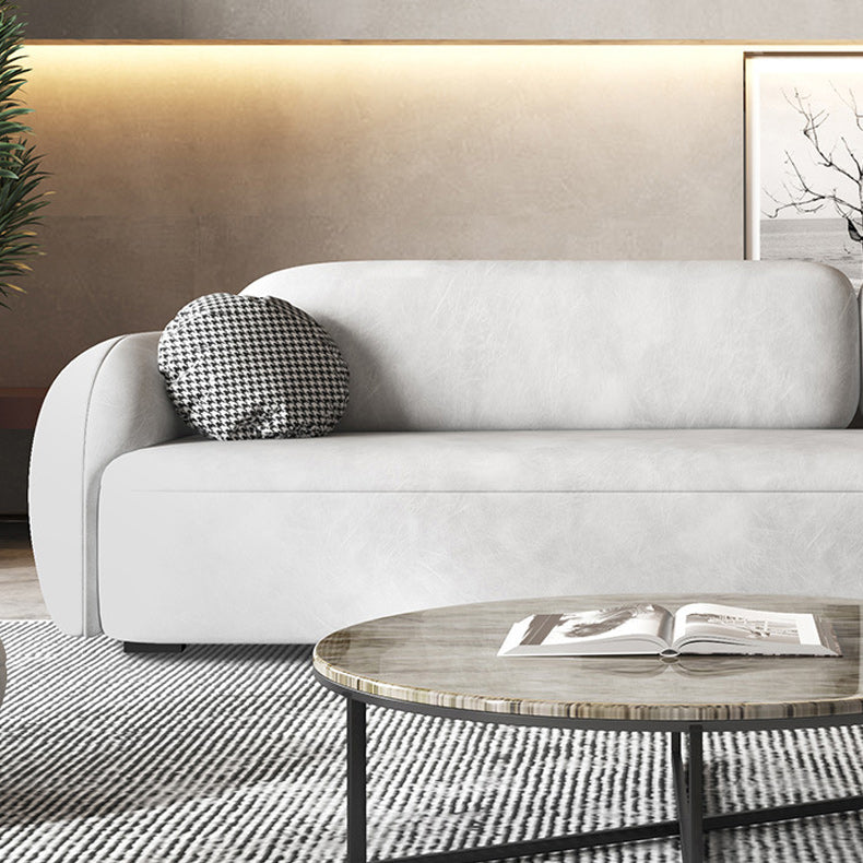 Zeitgenössisches 2/3-Sitzer-Sofa in grauem Kunstleder-Rundarmofa