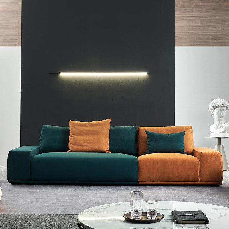 Sofá de brazo cuadrado de estilo de gamuza de estilo moderno con almohadas