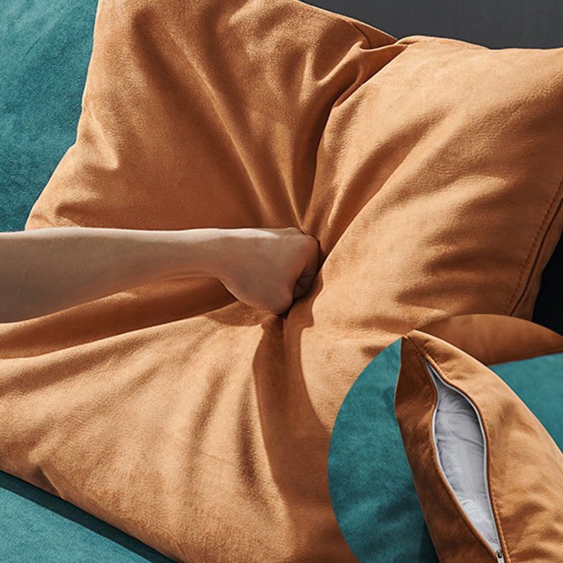 Sofá de brazo cuadrado de estilo de gamuza de estilo moderno con almohadas