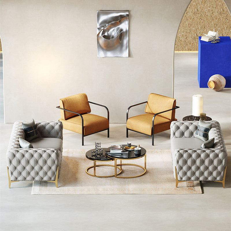 Tufted Contemporary Sofa in Gray 30.31" High Tuxedo Arm Sofa