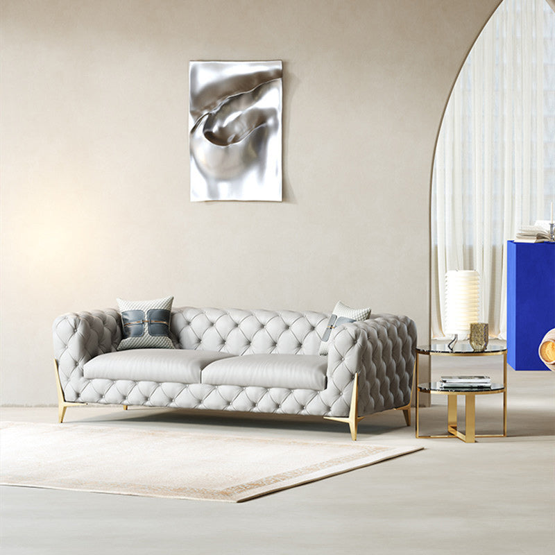 Tufted Contemporary Sofa in Gray 30.31 "High Tuxedo Arm Sofa