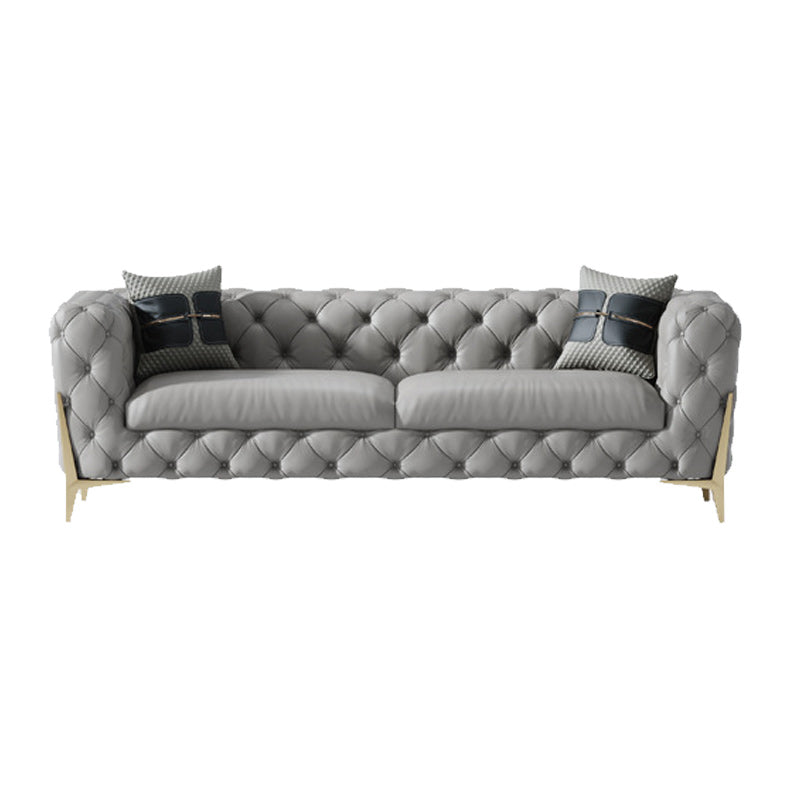 Tufted Contemporary Sofa in Gray 30.31 "High Tuxedo Arm Sofa