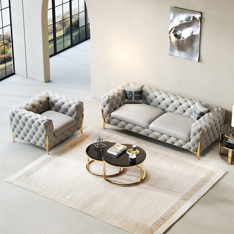 Tufted Contemporary Sofa in Gray 30.31" High Tuxedo Arm Sofa