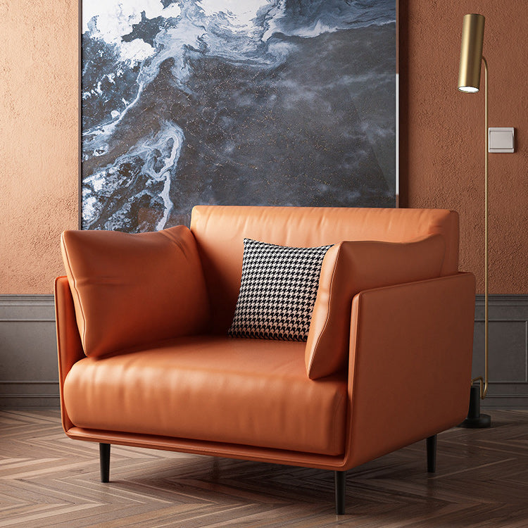 Standard Faux Leather Sofa Modern Pillow Top Arm Sofa in Orange Clearhalo 'furn' 'furn_sofas' 'Furniture' 'Living Room Furniture' 'Sofa' 'sofas' 6349540