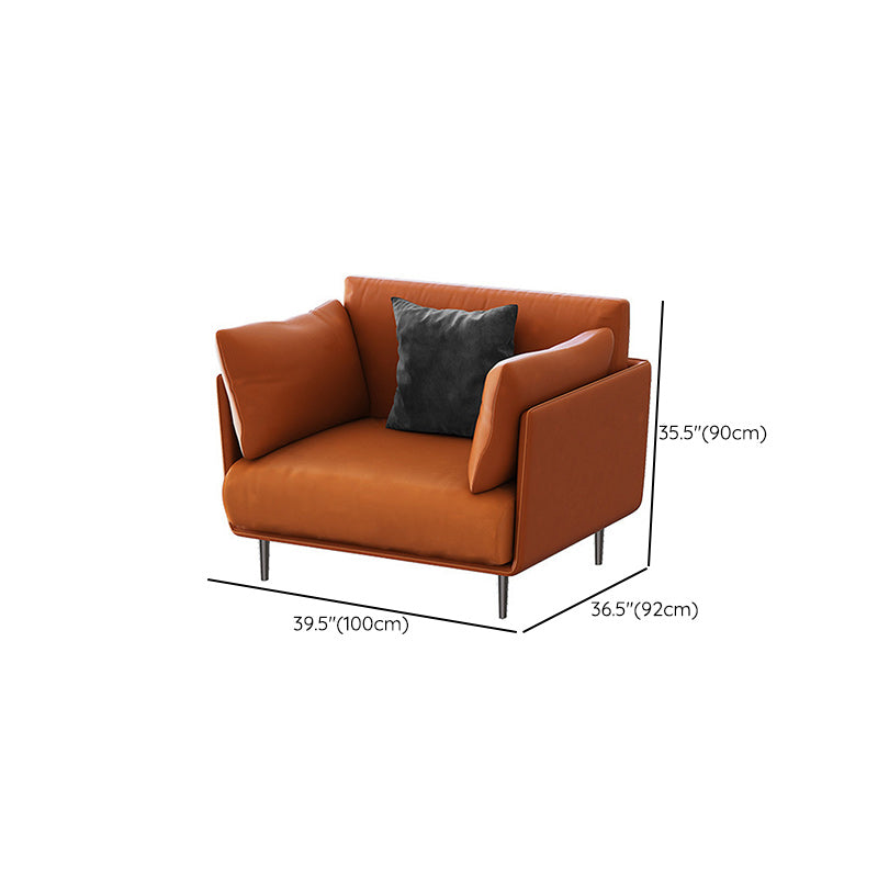 Standard Faux Leather Sofa Modern Pillow Top Arm Sofa in Orange Clearhalo 'furn' 'furn_sofas' 'Furniture' 'Living Room Furniture' 'Sofa' 'sofas' 6349545