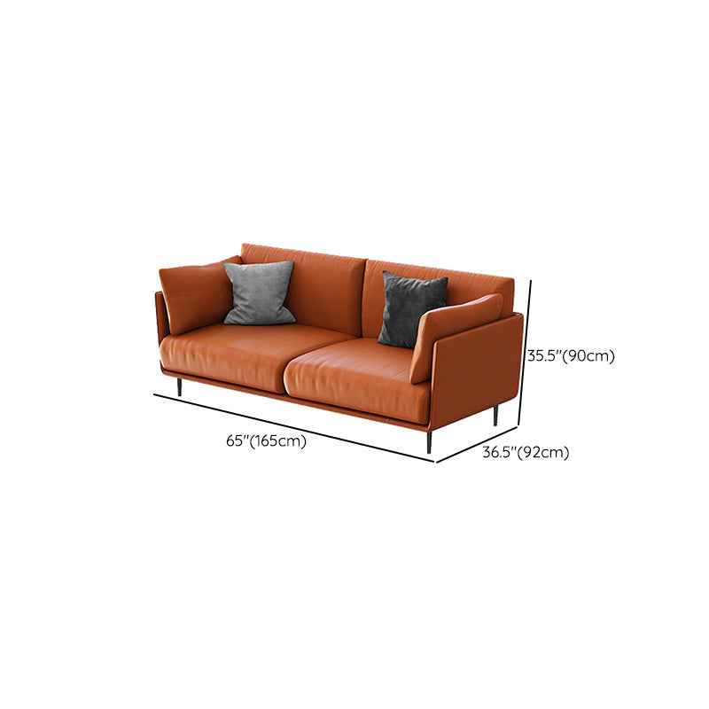 Standard Faux Leather Sofa Modern Pillow Top Arm Sofa in Orange Clearhalo 'furn' 'furn_sofas' 'Furniture' 'Living Room Furniture' 'Sofa' 'sofas' 6349546