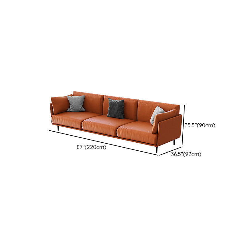 Standard Faux Leather Sofa Modern Pillow Top Arm Sofa in Orange Clearhalo 'furn' 'furn_sofas' 'Furniture' 'Living Room Furniture' 'Sofa' 'sofas' 6349547