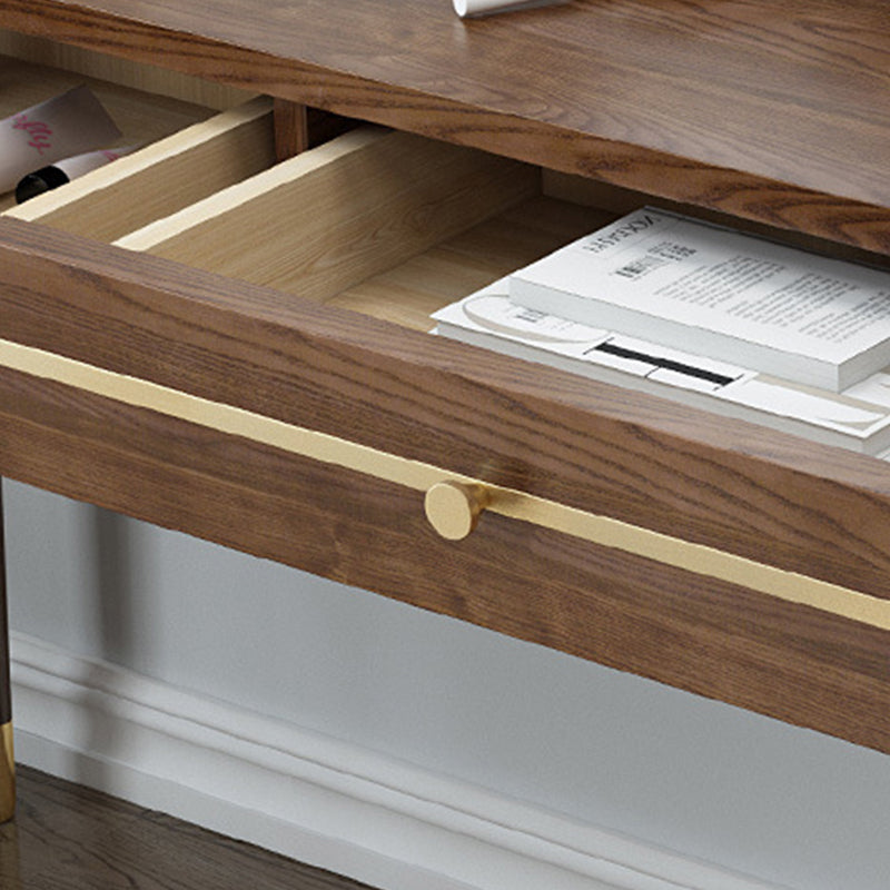 Specchio e 2 cassetti per trucco vanità tradizionale set di sgabelli da toeletta marrone