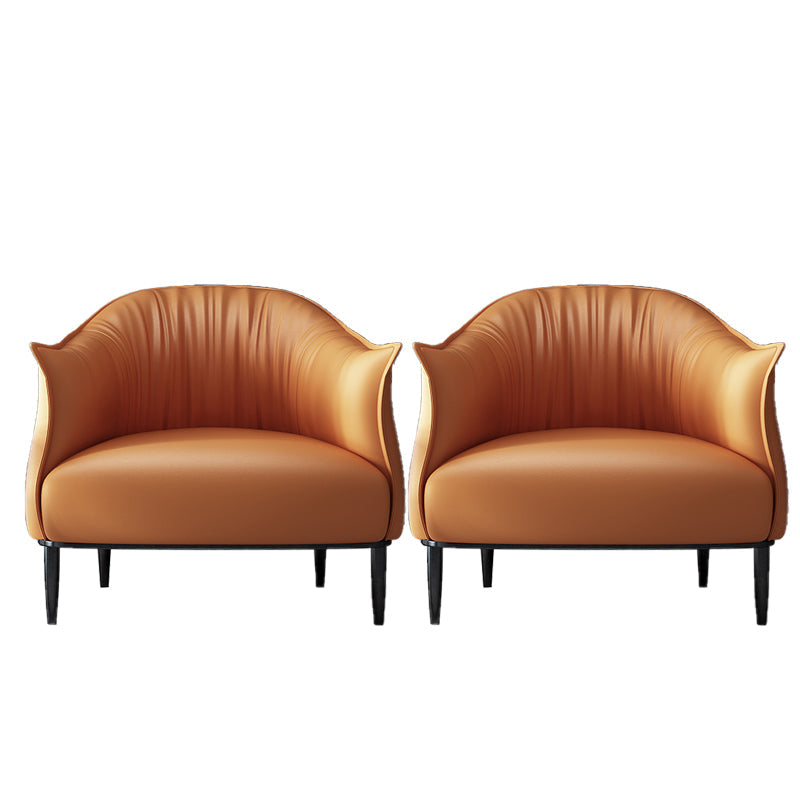 Arms Included Lounge Chair Living Room Chair with Black Legs Orange Microfiber Leather 2 Piece Set Clearhalo 'Accent Chairs' 'accent_chairs' 'Chairs & Seating' 'furn' 'furn_accent_chairs' 'Furniture' 'Living Room Furniture' 6349616