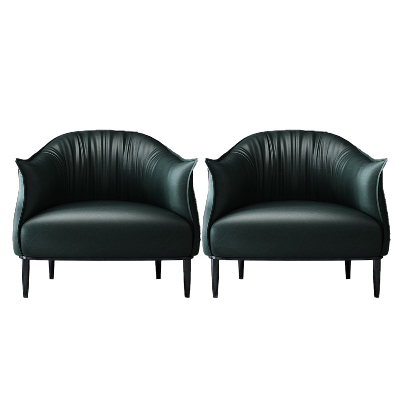 Arms Included Lounge Chair Living Room Chair with Black Legs Blackish Green Microfiber Leather 2 Piece Set Clearhalo 'Accent Chairs' 'accent_chairs' 'Chairs & Seating' 'furn' 'furn_accent_chairs' 'Furniture' 'Living Room Furniture' 6349617