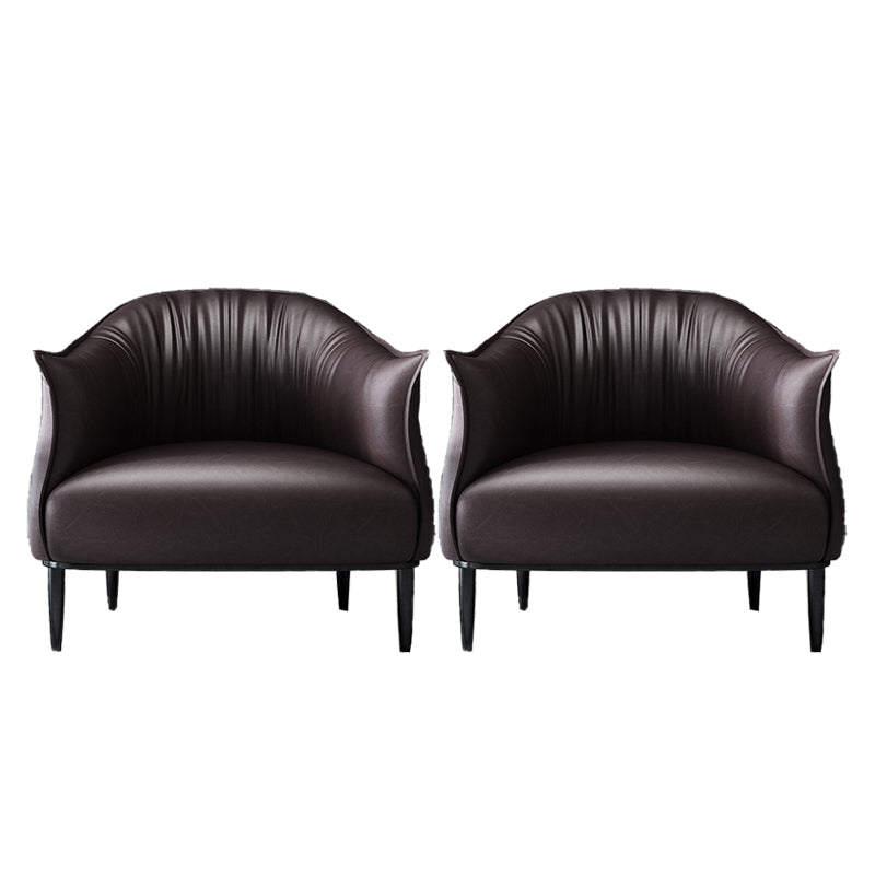 Arms Included Lounge Chair Living Room Chair with Black Legs Black Microfiber Leather 2 Piece Set Clearhalo 'Accent Chairs' 'accent_chairs' 'Chairs & Seating' 'furn' 'furn_accent_chairs' 'Furniture' 'Living Room Furniture' 6349619