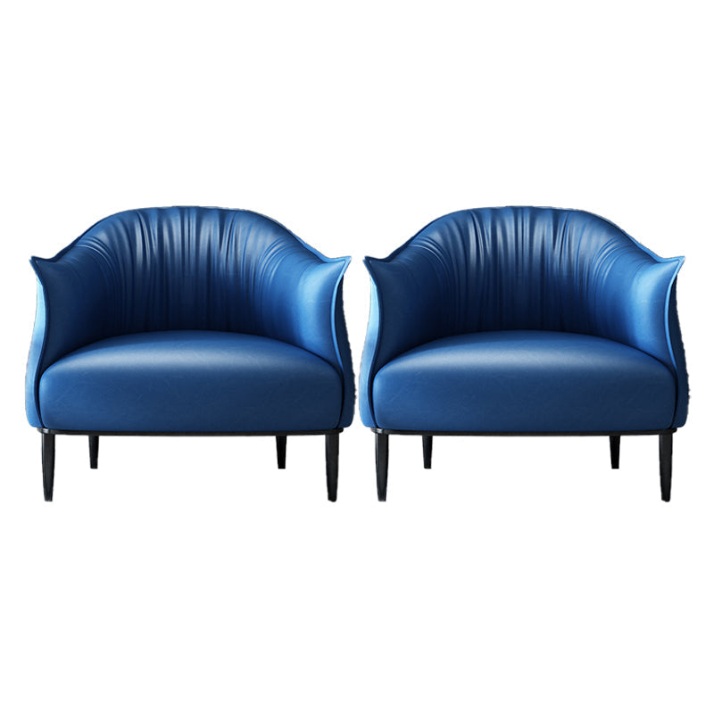 Arms Included Lounge Chair Living Room Chair with Black Legs Blue Microfiber Leather 2 Piece Set Clearhalo 'Accent Chairs' 'accent_chairs' 'Chairs & Seating' 'furn' 'furn_accent_chairs' 'Furniture' 'Living Room Furniture' 6349622