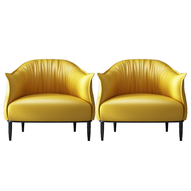 Arms Included Lounge Chair Living Room Chair with Black Legs Yellow Microfiber Leather 2 Piece Set Clearhalo 'Accent Chairs' 'accent_chairs' 'Chairs & Seating' 'furn' 'furn_accent_chairs' 'Furniture' 'Living Room Furniture' 6349624