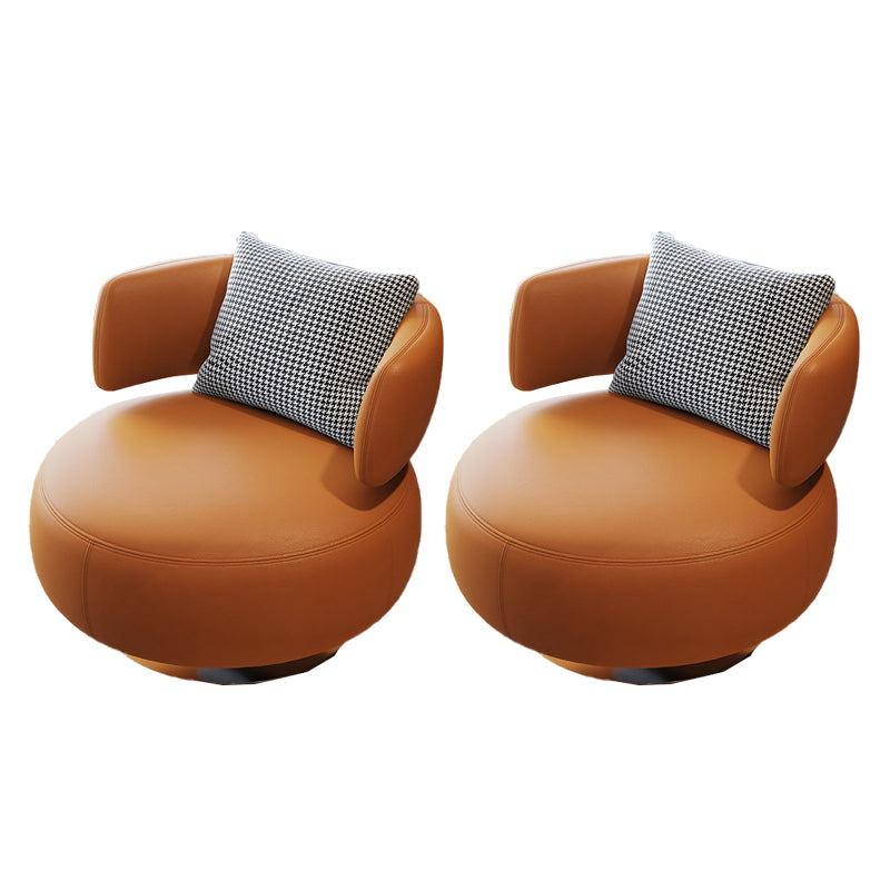 Armless Lounge Chair Living Room Barrel Accent Chair with Cushion Orange 2 Piece Set Clearhalo 'Accent Chairs' 'accent_chairs' 'Chairs & Seating' 'furn' 'furn_accent_chairs' 'Furniture' 'Living Room Furniture' 6349634