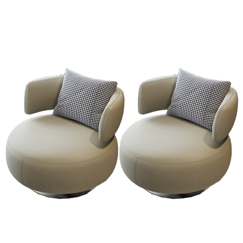 Armless Lounge Chair Living Room Barrel Accent Chair with Cushion Beige 2 Piece Set Clearhalo 'Accent Chairs' 'accent_chairs' 'Chairs & Seating' 'furn' 'furn_accent_chairs' 'Furniture' 'Living Room Furniture' 6349636