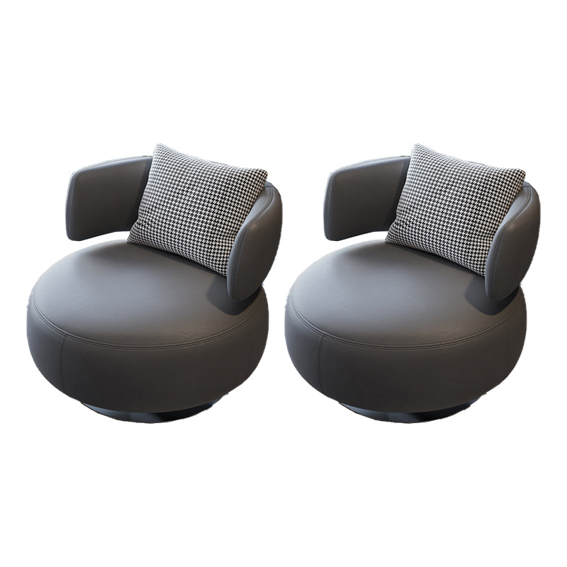 Armless Lounge Chair Living Room Barrel Accent Chair with Cushion Gray 2 Piece Set Clearhalo 'Accent Chairs' 'accent_chairs' 'Chairs & Seating' 'furn' 'furn_accent_chairs' 'Furniture' 'Living Room Furniture' 6349640