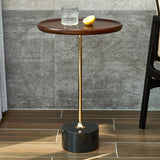 コンテンポラリーウッドラウンドトップサイドテーブル大理石の台座エンドテーブル