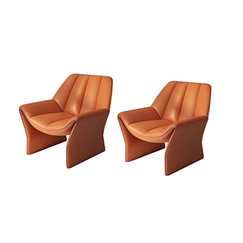 33.85" Wide Parsons Chair Armless Chair with Sewn Pillow Back Orange Faux Leather 2 Piece Set Clearhalo 'Accent Chairs' 'accent_chairs' 'Chairs & Seating' 'furn' 'furn_accent_chairs' 'Furniture' 'Living Room Furniture' 6349661