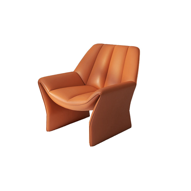 33.85" Wide Parsons Chair Armless Chair with Sewn Pillow Back Orange Faux Leather 1 Piece Clearhalo 'Accent Chairs' 'accent_chairs' 'Chairs & Seating' 'furn' 'furn_accent_chairs' 'Furniture' 'Living Room Furniture' 6349670