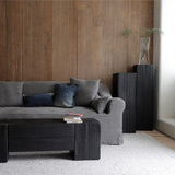 Tavolo laterale a blocco in legno massiccio Tavolo da estremità quadrata, larga 11,8 pollici in nero