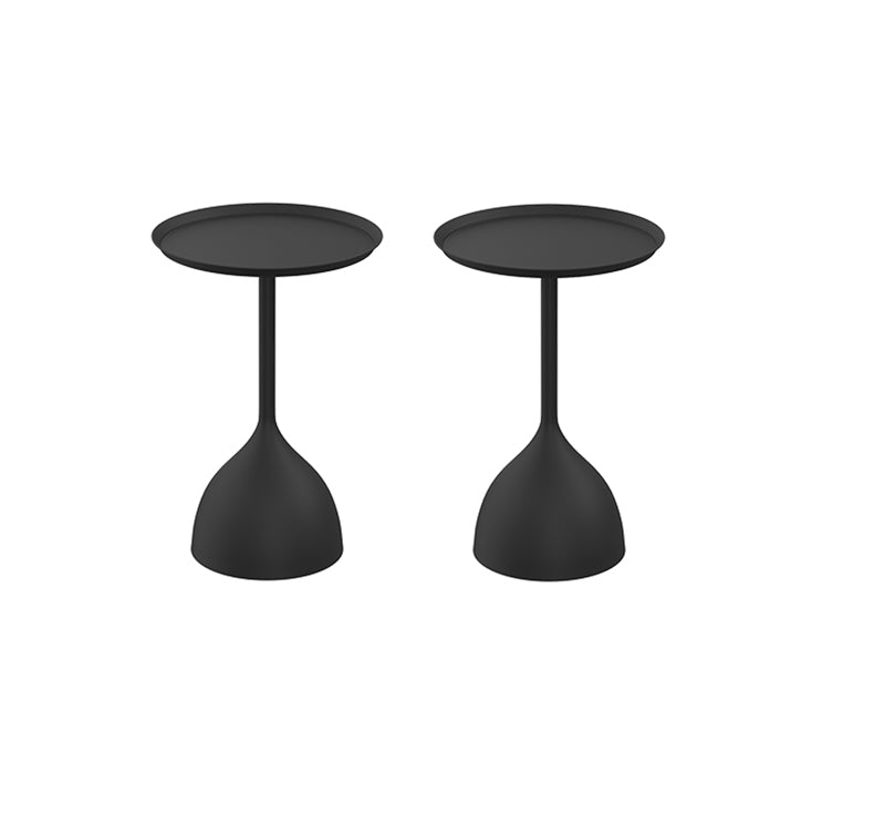 Mid-Century Round Tray Top Side Table 23.62" Tall Metal Pedestal End Table Black 2 Clearhalo 'Coffee & Accent Tables' 'End & Side Tables' 'end_side_tables' 'furn' 'furn_end_side_tables' 'Furniture' 'Living Room Furniture' 6349766