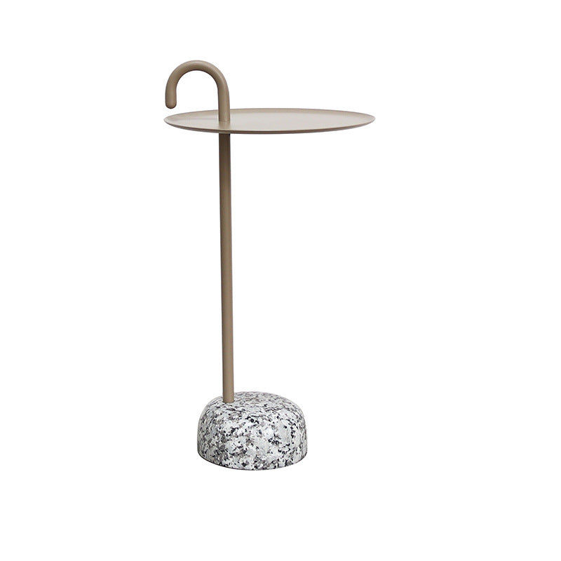Mid-Century Metal Round Top Side Table 27" Tall Pedestal End Table Light Coffee 1 Clearhalo 'Coffee & Accent Tables' 'End & Side Tables' 'end_side_tables' 'furn' 'furn_end_side_tables' 'Furniture' 'Living Room Furniture' 6349780