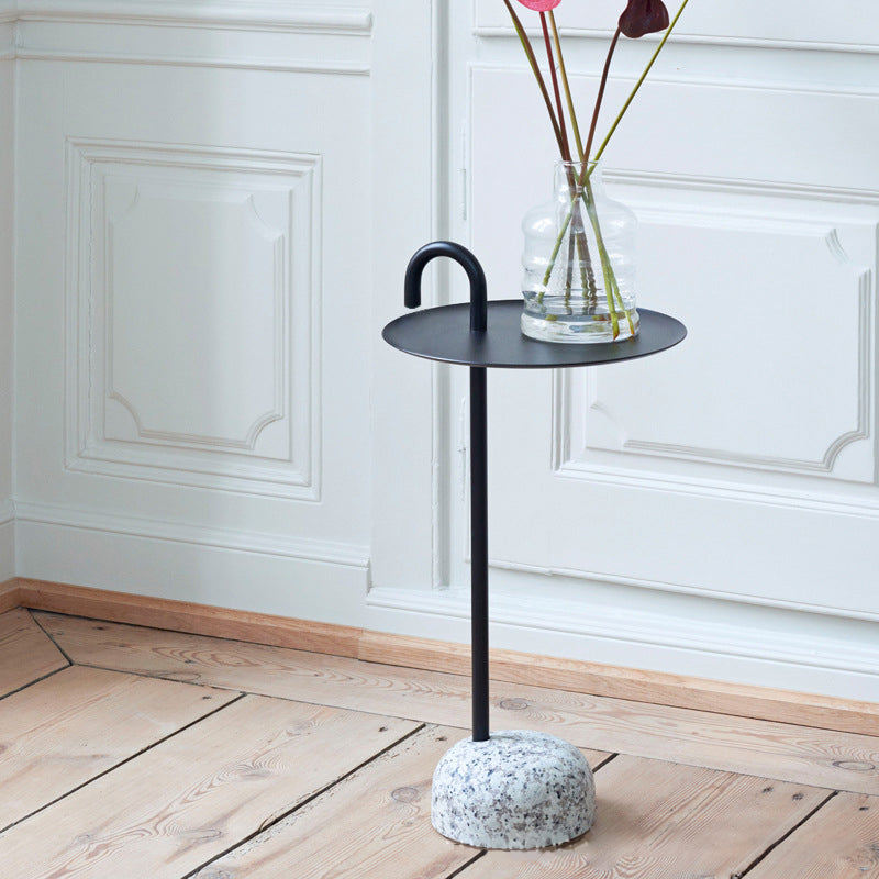 Mid-Century Metal Round Top Side Table 27" Tall Pedestal End Table Clearhalo 'Coffee & Accent Tables' 'End & Side Tables' 'end_side_tables' 'furn' 'furn_end_side_tables' 'Furniture' 'Living Room Furniture' 6349781