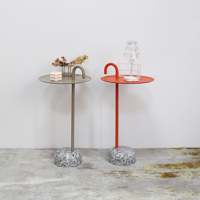 Mid-Century Metal Round Top Side Table 27" Tall Pedestal End Table Clearhalo 'Coffee & Accent Tables' 'End & Side Tables' 'end_side_tables' 'furn' 'furn_end_side_tables' 'Furniture' 'Living Room Furniture' 6349782