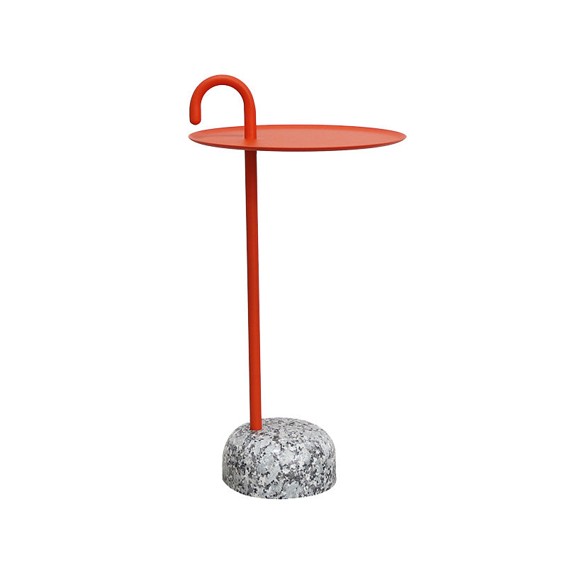 Mid-Century Metal Round Top Side Table 27" Tall Pedestal End Table Orange-Red 1 Clearhalo 'Coffee & Accent Tables' 'End & Side Tables' 'end_side_tables' 'furn' 'furn_end_side_tables' 'Furniture' 'Living Room Furniture' 6349783