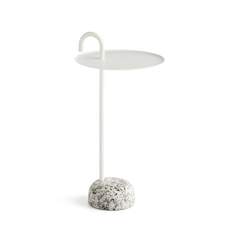 Mid-Century Metal Round Top Side Table 27" Tall Pedestal End Table White 1 Clearhalo 'Coffee & Accent Tables' 'End & Side Tables' 'end_side_tables' 'furn' 'furn_end_side_tables' 'Furniture' 'Living Room Furniture' 6349784