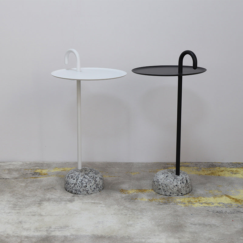 Mid-Century Metal Round Top Side Table 27" Tall Pedestal End Table Clearhalo 'Coffee & Accent Tables' 'End & Side Tables' 'end_side_tables' 'furn' 'furn_end_side_tables' 'Furniture' 'Living Room Furniture' 6349785