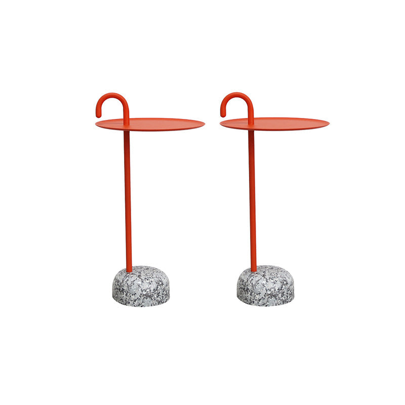 Mid-Century Metal Round Top Side Table 27" Tall Pedestal End Table Orange-Red 2 Clearhalo 'Coffee & Accent Tables' 'End & Side Tables' 'end_side_tables' 'furn' 'furn_end_side_tables' 'Furniture' 'Living Room Furniture' 6349786