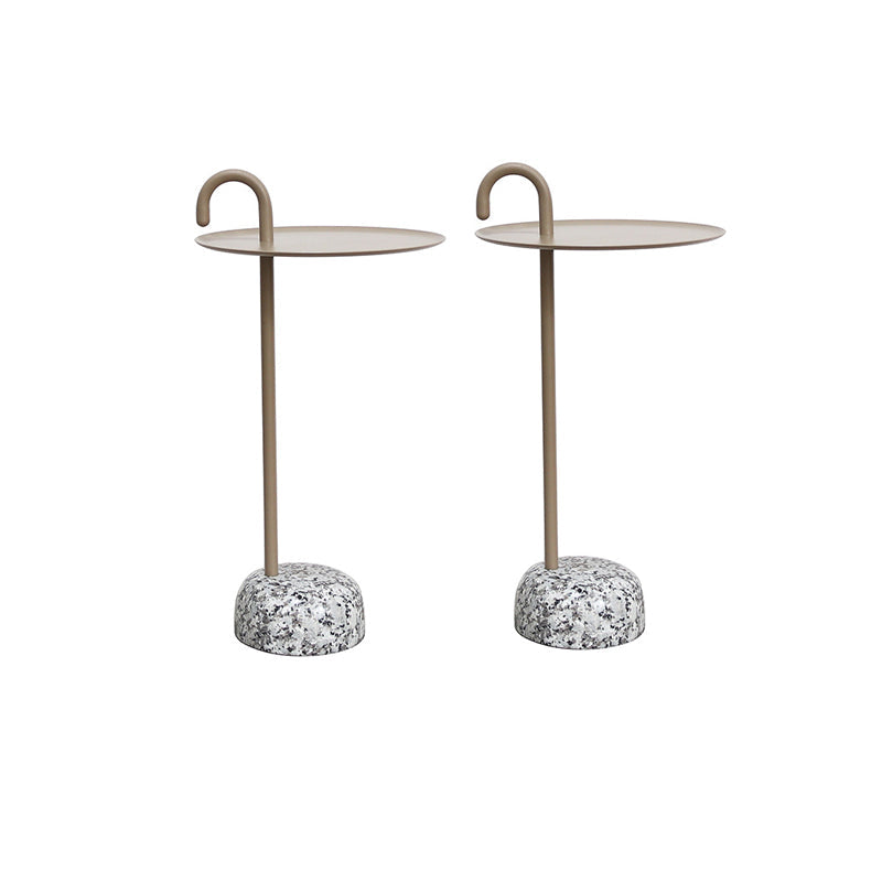 Mid-Century Metal Round Top Side Table 27" Tall Pedestal End Table Light Coffee 2 Clearhalo 'Coffee & Accent Tables' 'End & Side Tables' 'end_side_tables' 'furn' 'furn_end_side_tables' 'Furniture' 'Living Room Furniture' 6349788
