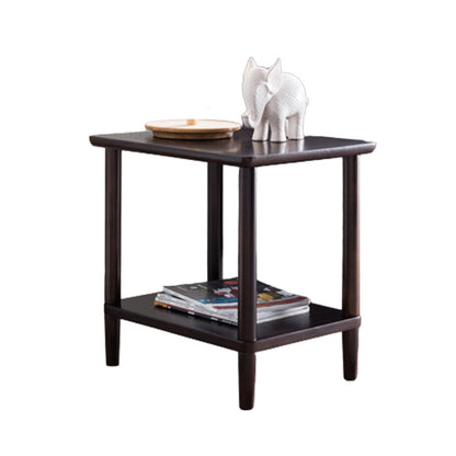 現代の木製エンドテーブル長方形の4脚サイドテーブルストレージシェルフ