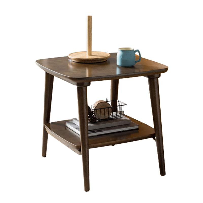 4脚エンドテーブルbroneのリビングルームの棚付きのソリッドウッドテーブル