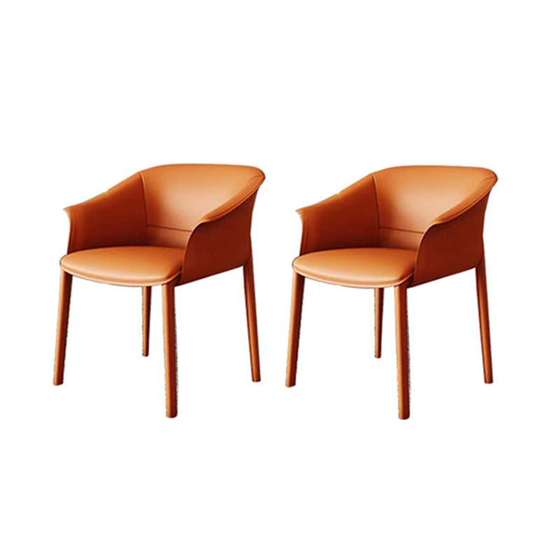 Arms Included Barrel Chair Barrel Sloped Arm Accent Chair with Legs Orange Leather 2 Piece Set Clearhalo 'Accent Chairs' 'accent_chairs' 'Chairs & Seating' 'furn' 'furn_accent_chairs' 'Furniture' 'Living Room Furniture' 6349962