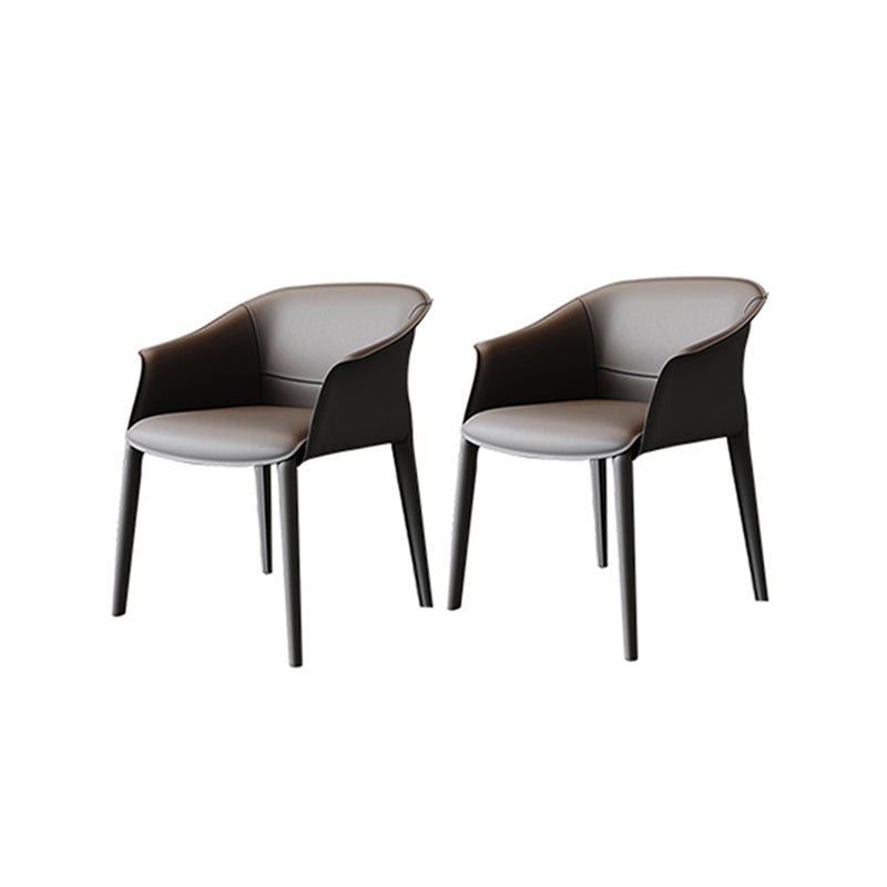 Arms Included Barrel Chair Barrel Sloped Arm Accent Chair with Legs Gray Leather 2 Piece Set Clearhalo 'Accent Chairs' 'accent_chairs' 'Chairs & Seating' 'furn' 'furn_accent_chairs' 'Furniture' 'Living Room Furniture' 6349965