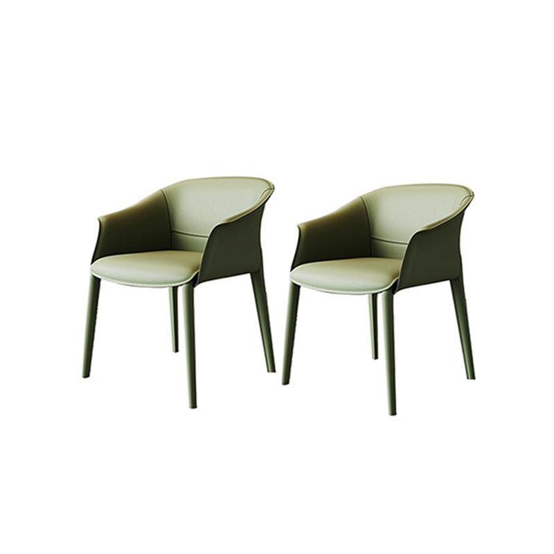 Arms Included Barrel Chair Barrel Sloped Arm Accent Chair with Legs Green Leather 2 Piece Set Clearhalo 'Accent Chairs' 'accent_chairs' 'Chairs & Seating' 'furn' 'furn_accent_chairs' 'Furniture' 'Living Room Furniture' 6349967
