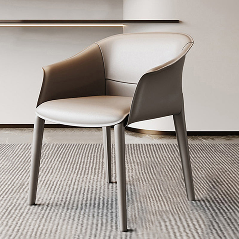 Arms Included Barrel Chair Barrel Sloped Arm Accent Chair with Legs White Leather 1 Piece Clearhalo 'Accent Chairs' 'accent_chairs' 'Chairs & Seating' 'furn' 'furn_accent_chairs' 'Furniture' 'Living Room Furniture' 6349976