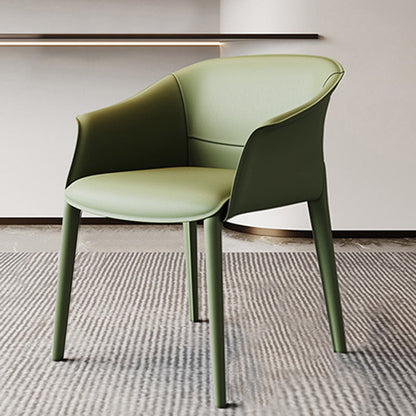 Arms Included Barrel Chair Barrel Sloped Arm Accent Chair with Legs Green Leather 1 Piece Clearhalo 'Accent Chairs' 'accent_chairs' 'Chairs & Seating' 'furn' 'furn_accent_chairs' 'Furniture' 'Living Room Furniture' 6349978