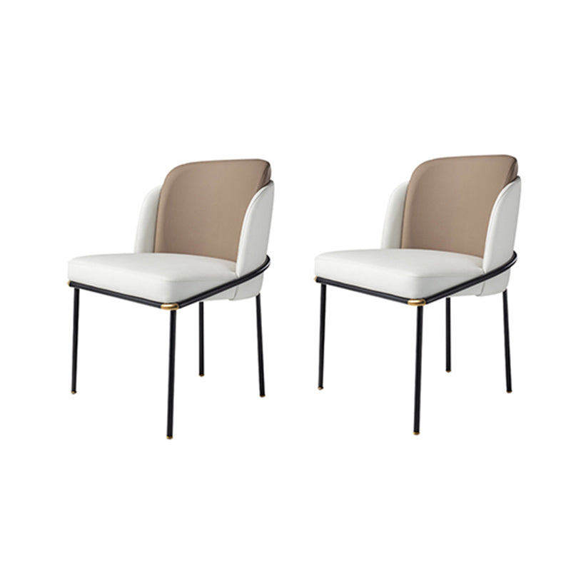 Fixed Back White Lounge Chair Armless Office Chair with Black Legs 2 Piece Set Clearhalo 'Accent Chairs' 'accent_chairs' 'Chairs & Seating' 'furn' 'furn_accent_chairs' 'Furniture' 'Living Room Furniture' 6349998