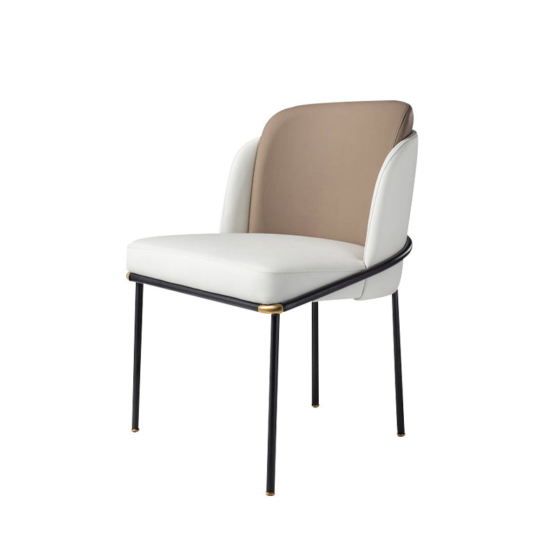 Fixed Back White Lounge Chair Armless Office Chair with Black Legs Microfiber Leather 1 Piece Clearhalo 'Accent Chairs' 'accent_chairs' 'Chairs & Seating' 'furn' 'furn_accent_chairs' 'Furniture' 'Living Room Furniture' 6350002