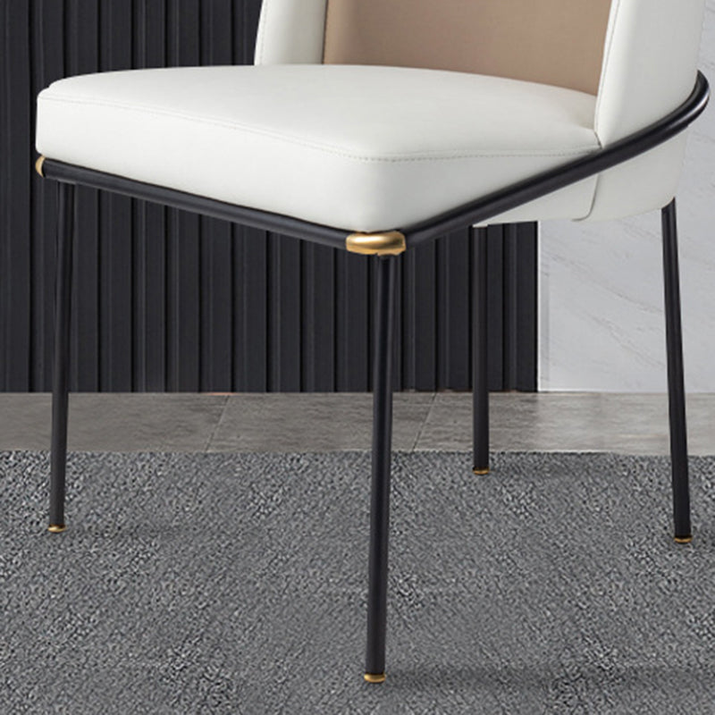 Fixed Back White Lounge Chair Armless Office Chair with Black Legs Clearhalo 'Accent Chairs' 'accent_chairs' 'Chairs & Seating' 'furn' 'furn_accent_chairs' 'Furniture' 'Living Room Furniture' 6350003